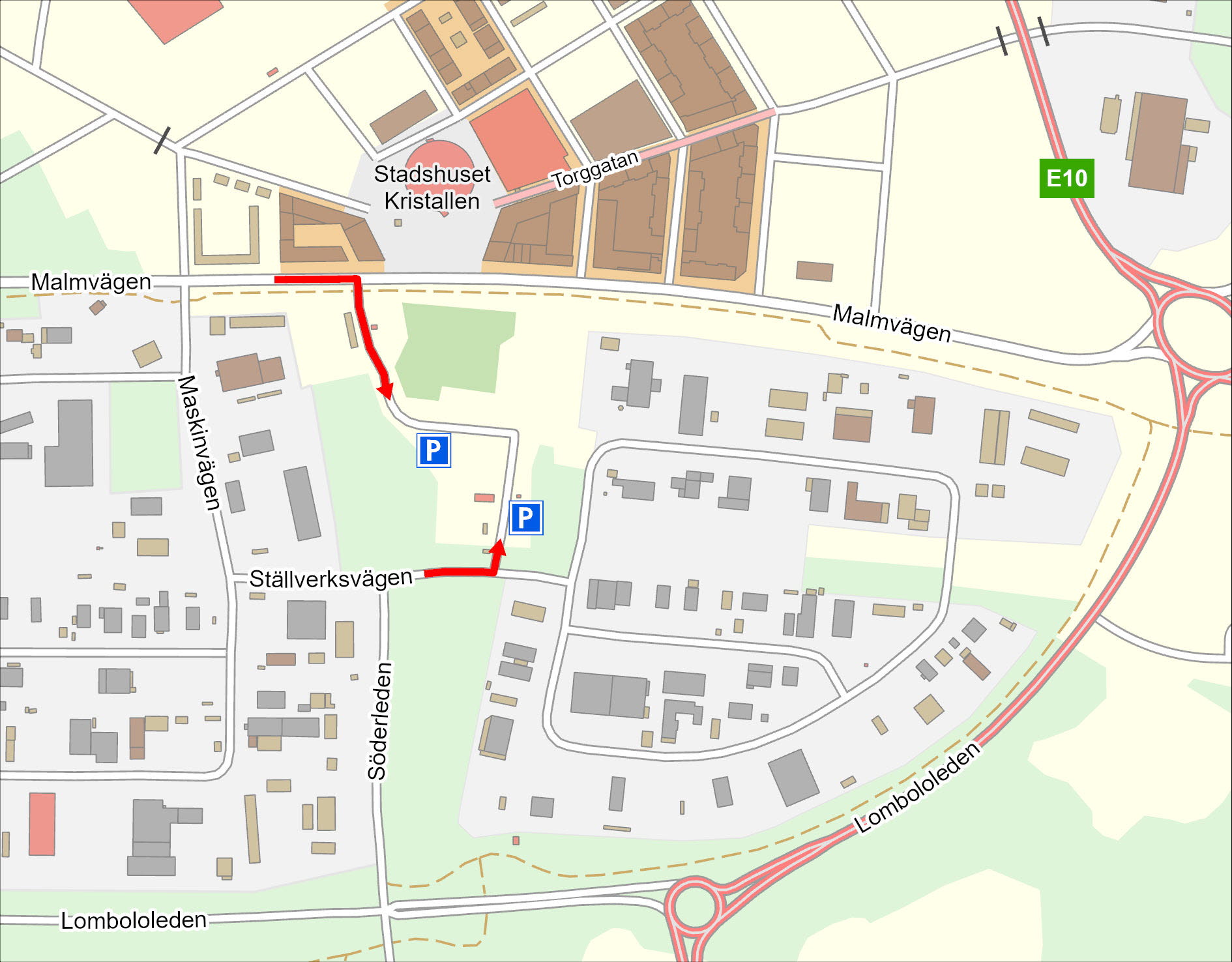 Karta som visar tillfällig parkering av husvagnar och husbilar.
