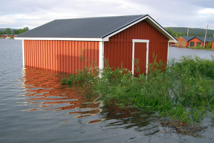 Ett översvämmat båthus
