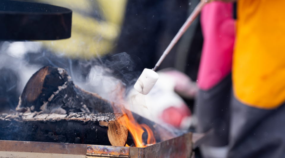Grillar marshmallows utomhus 