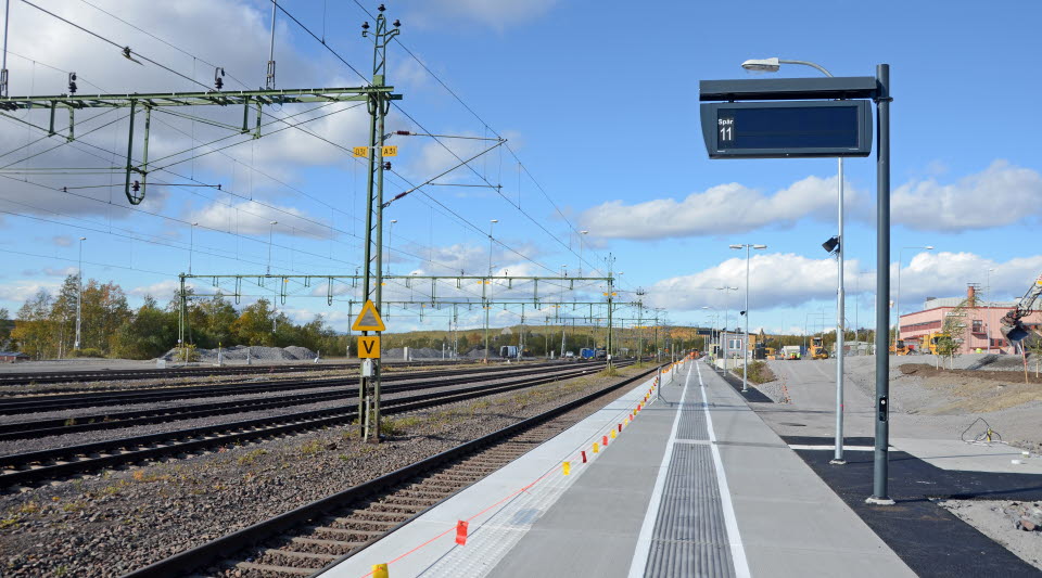Fotot visar den tillfälliga järnvägsstationen i Kiruna. 
