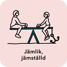 Tecknad bild på två personer på gungbräda
