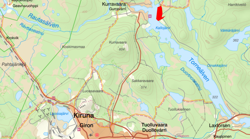 Översiktskarta med planområdet markerat i rött