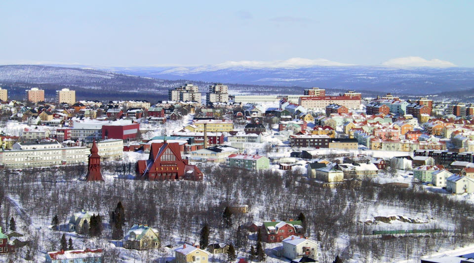 flygBild över gamla kiruna centrum
