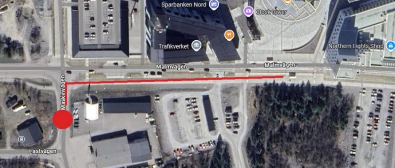 Karta som visar flytten av busshållplatsen