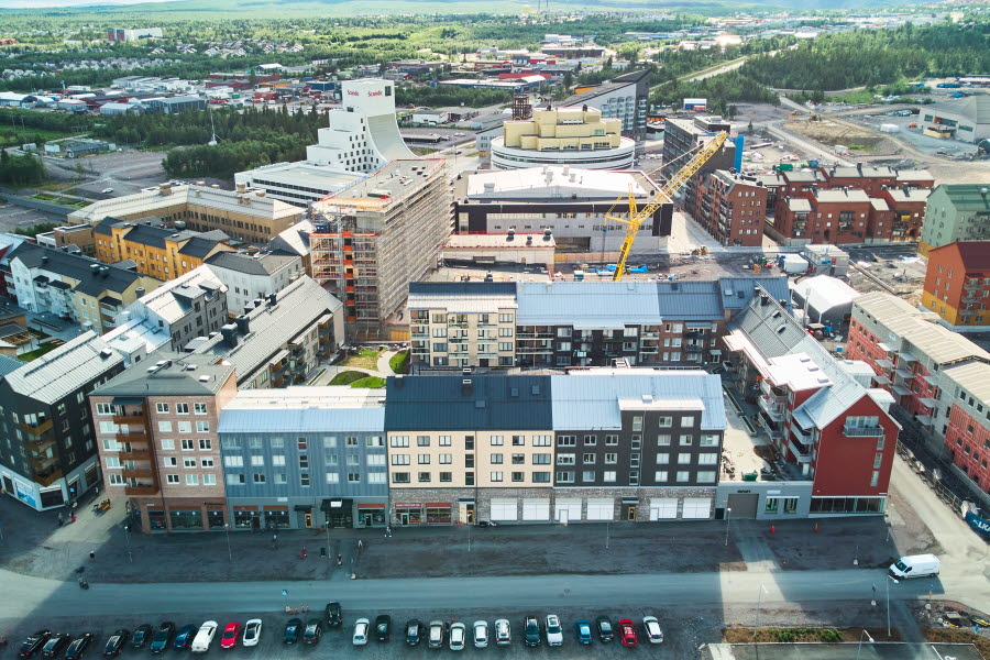 Drönarfoto över Kirunas nya stadskärna. Foto: Åke Jönsson